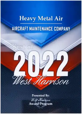 Best Aircraft Maintenance Company 2022 award presented to Heavy Metal Air in West Harrison, New York